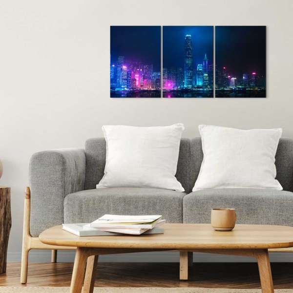 Városi fények falikép - 3 részes (95x42cm)