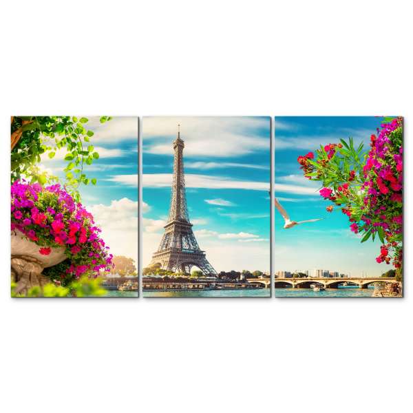 Eiffel torony falikép - 3 részes (95x42cm)