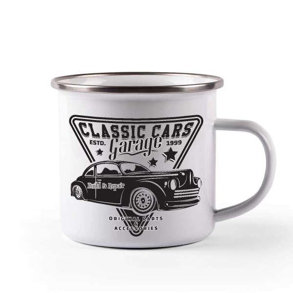 Classic Car Garage - Zománcozott bögre