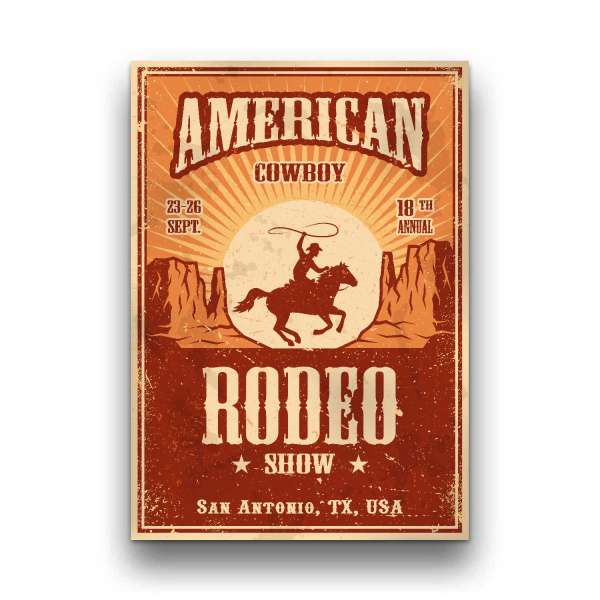 Retro cowboy rodeo fém poszter