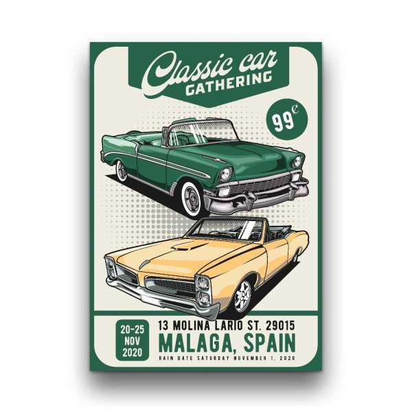 Retro classic spanyol autó fém poszter
